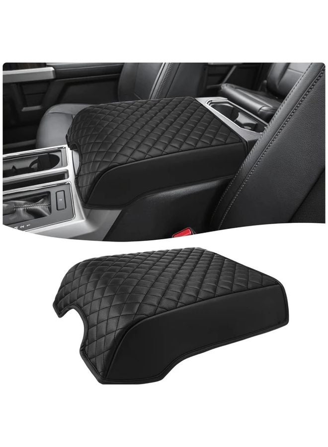 Ford F150 F250 F350 F450 Expedition PU غطاء مسند الذراع الجلدي بنمط الماس المُخيط باللون الأسود - Image 1